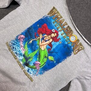 Y2K Whalebone Surf Shop Sweatshirt Mens L Gray Mermaid Graphic Cut Neck Skate